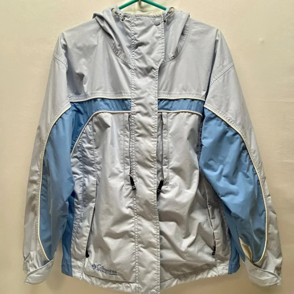 Columbia‎ Ski Jacket Women's XL Light Blue Core Interchange Hooded Winter Coat